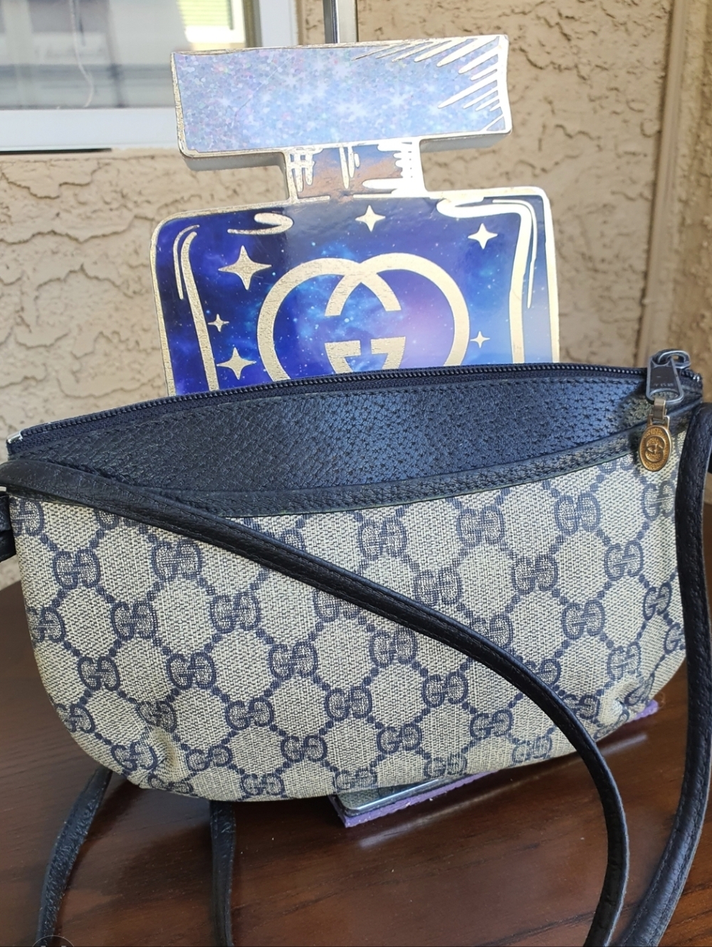 Gucci GG Supreme Monogram Coated Canvas Leather Blue Navy Shoulder/Crossbody Bag - Picture 6 of 15